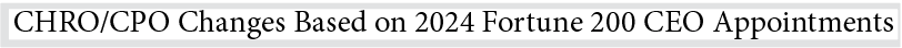 A screenshot of a headline reading "CHRO/CPO Changes Based on 2024 Fortune 200 CEO Appointments.